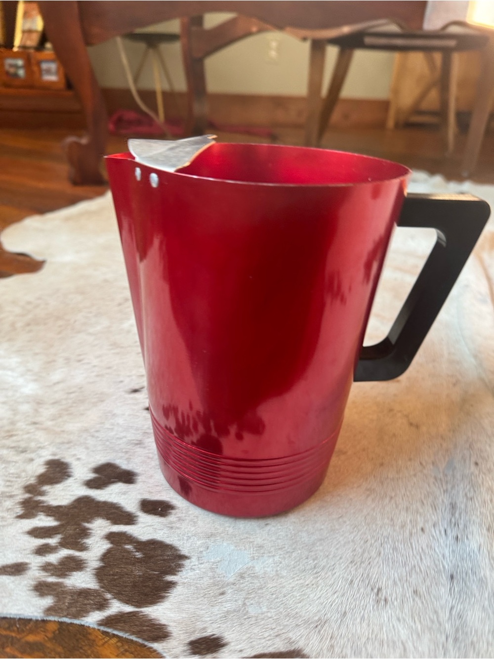 Red Metal Regal Ware Pitcher with Black Handle - Home Dining Serveware